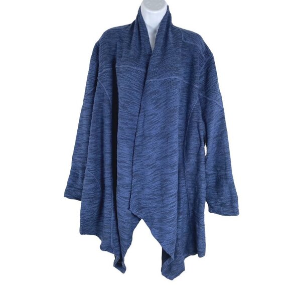 One World Reversible Open Cardigan Women's‎ 3X Blue Cotton Blend NWT CJ-1134 - Picture 3 of 15